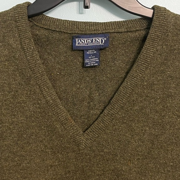 Lands End Men’s Large Brown Wool Sweater Vest - Picture 4 of 7